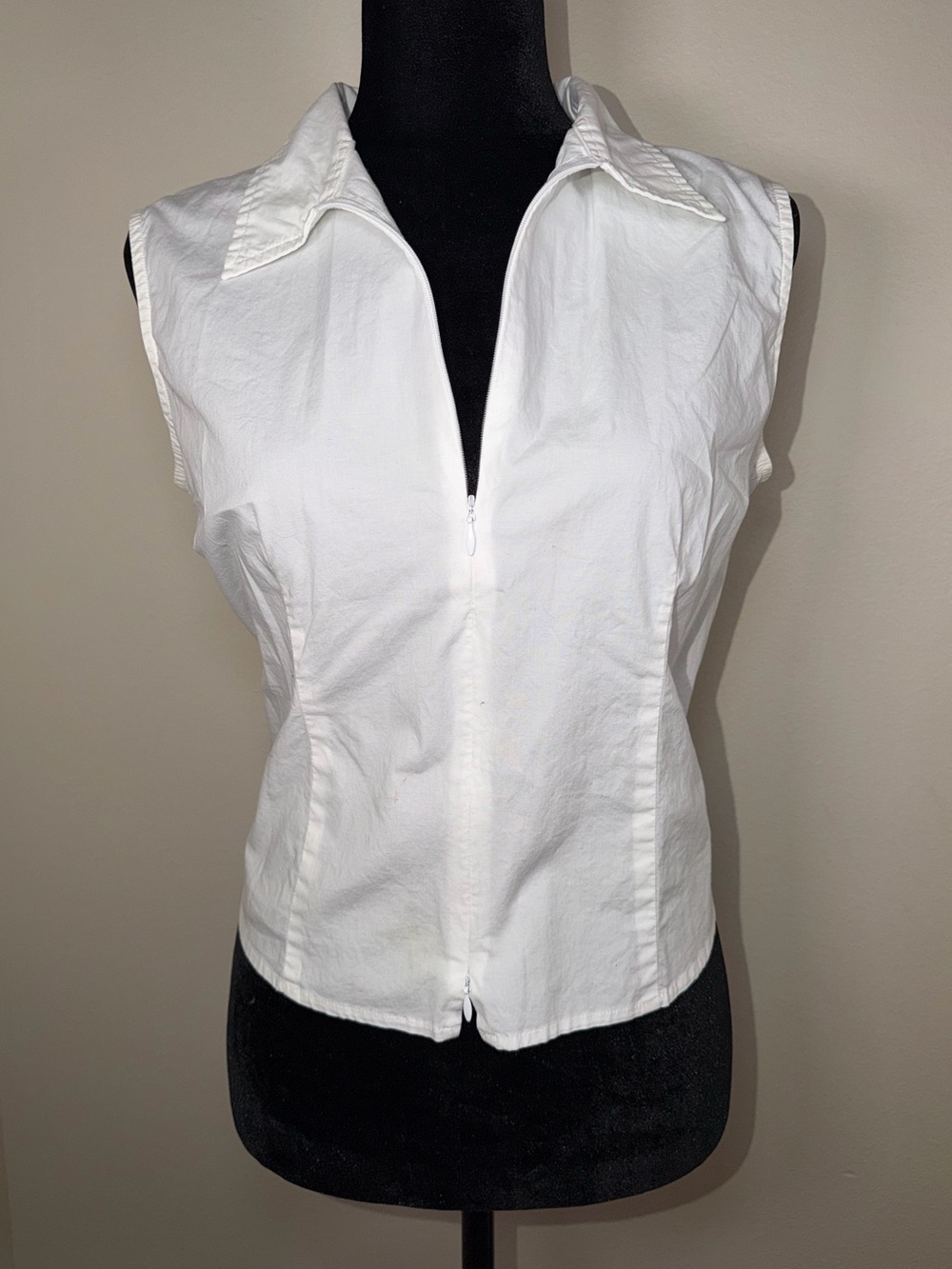 Vintage Y2K No Boundaries Stretch Zipper Tank Top Blouse Office Siren Classic